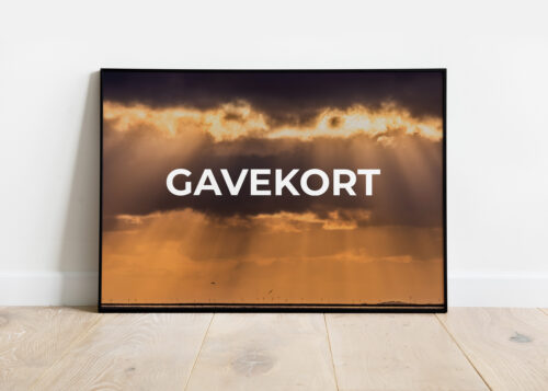 Gavekort fra Photosbyroed vist som indrammet plakat